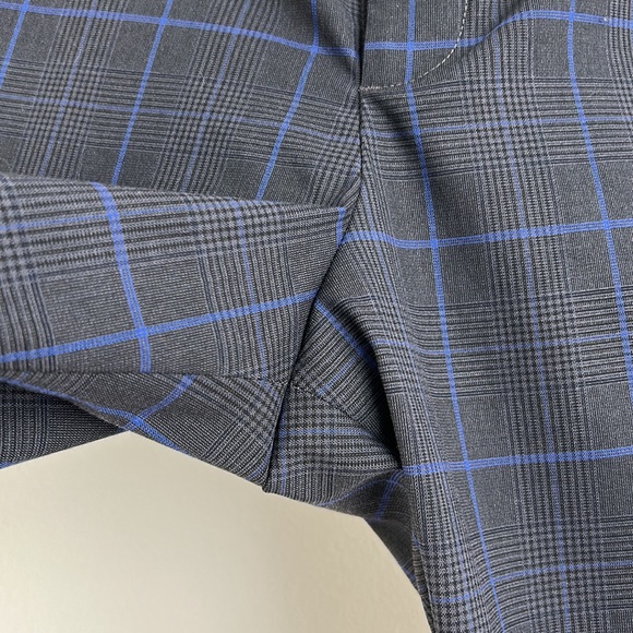 NWOT GAP Charcoal Grey with Royal Blue Plaid Print High Rise Trouser Pant SZ 12 - Picture 4 of 8
